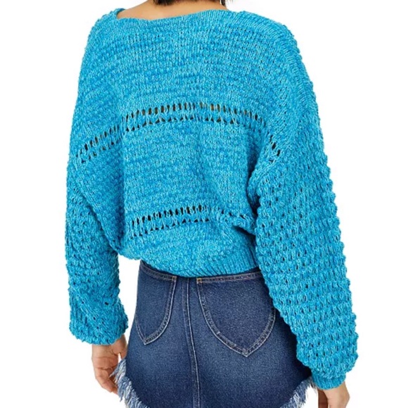NWT Free People Coconut Loose Weave Sweater Teal - Picture 3 of 12